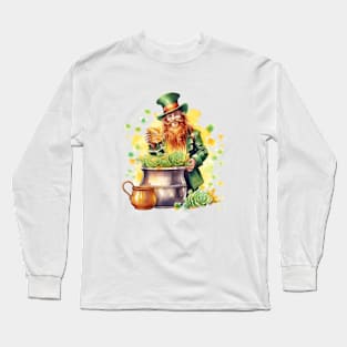 Watercolor Leprechaun Long Sleeve T-Shirt